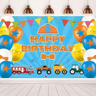 Transportation Themd Happy Birthday Backdrop Banner for Kids Car Birthday Party Backdrop Decorations Car Birthday Background Photobooth Props Cake Table Decor