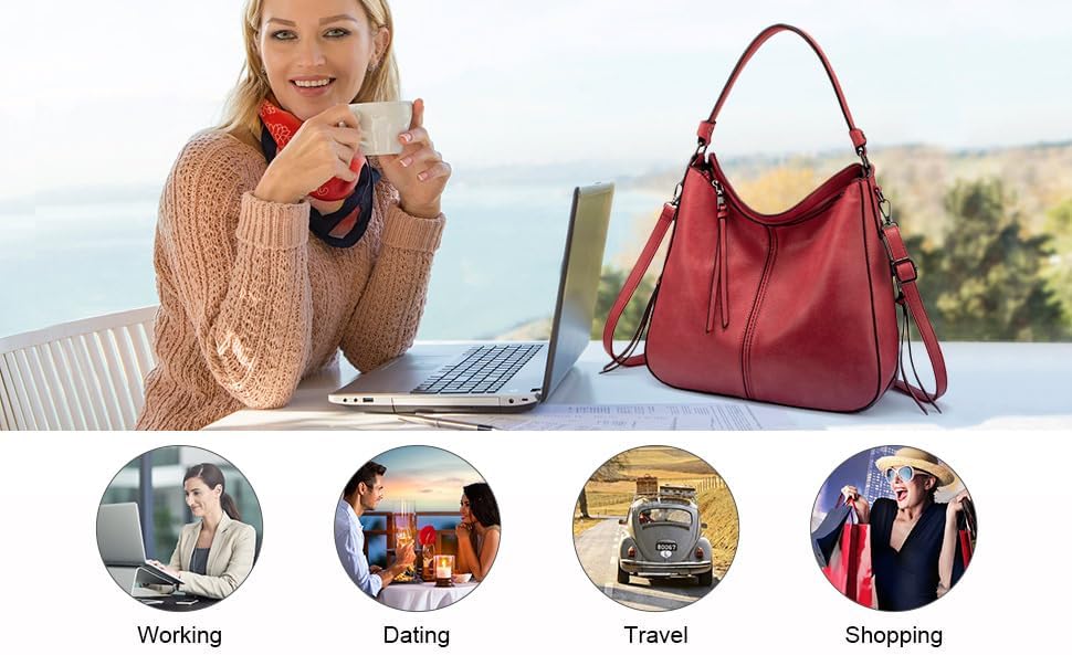 Realer Hobo Crossbody Bags for Women Designer Faux Leather Hobo Handbags Retro Large Size Shoulder Bag Bucket Purse - Image 2