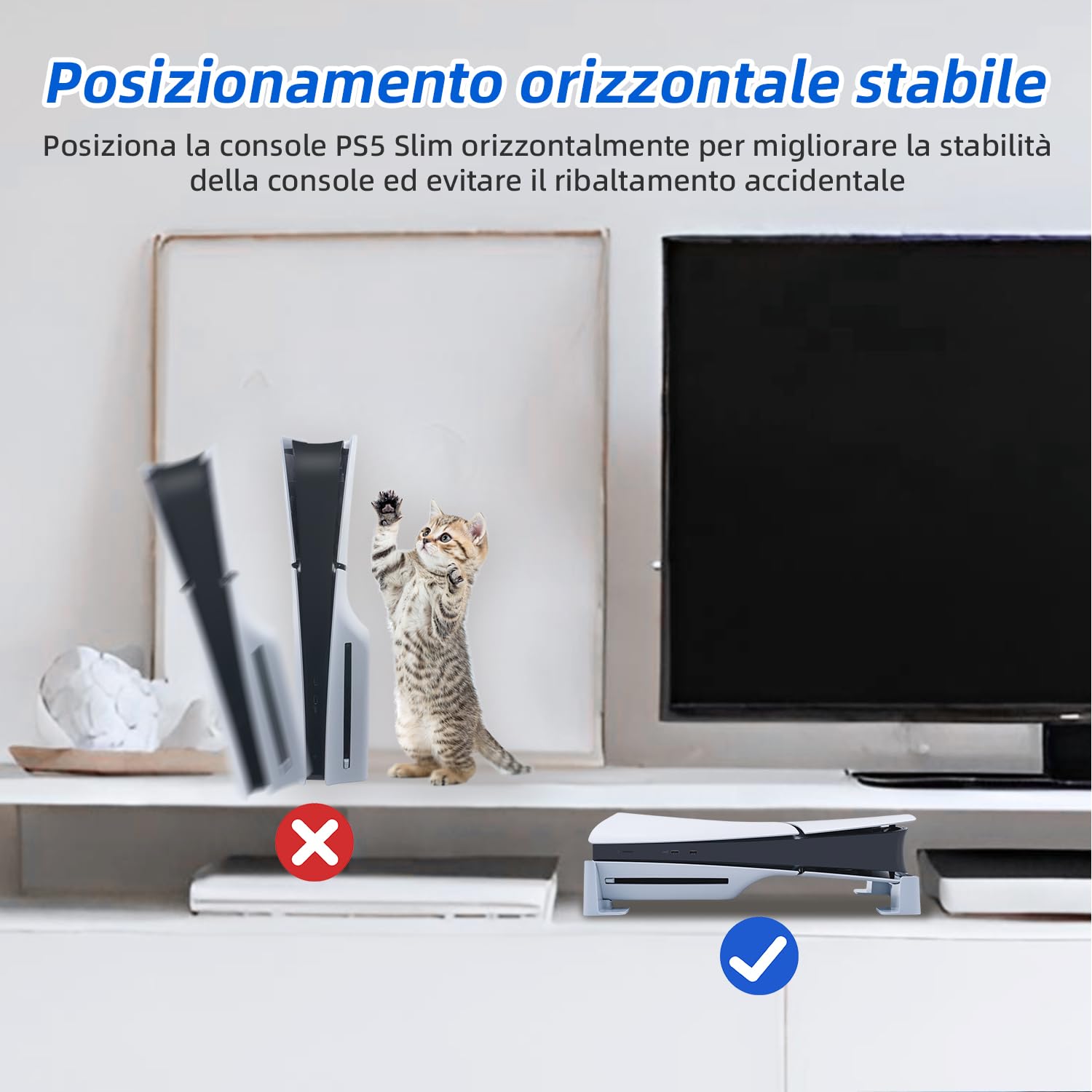 Mcbazel Supporto Orizzontale per PS5 Slim/PS5 Pro, Supporto Base per Facile Dissipazione del Calore per Console Playstation 5 Slim/Pro Disc & Digital Edition - Bianco