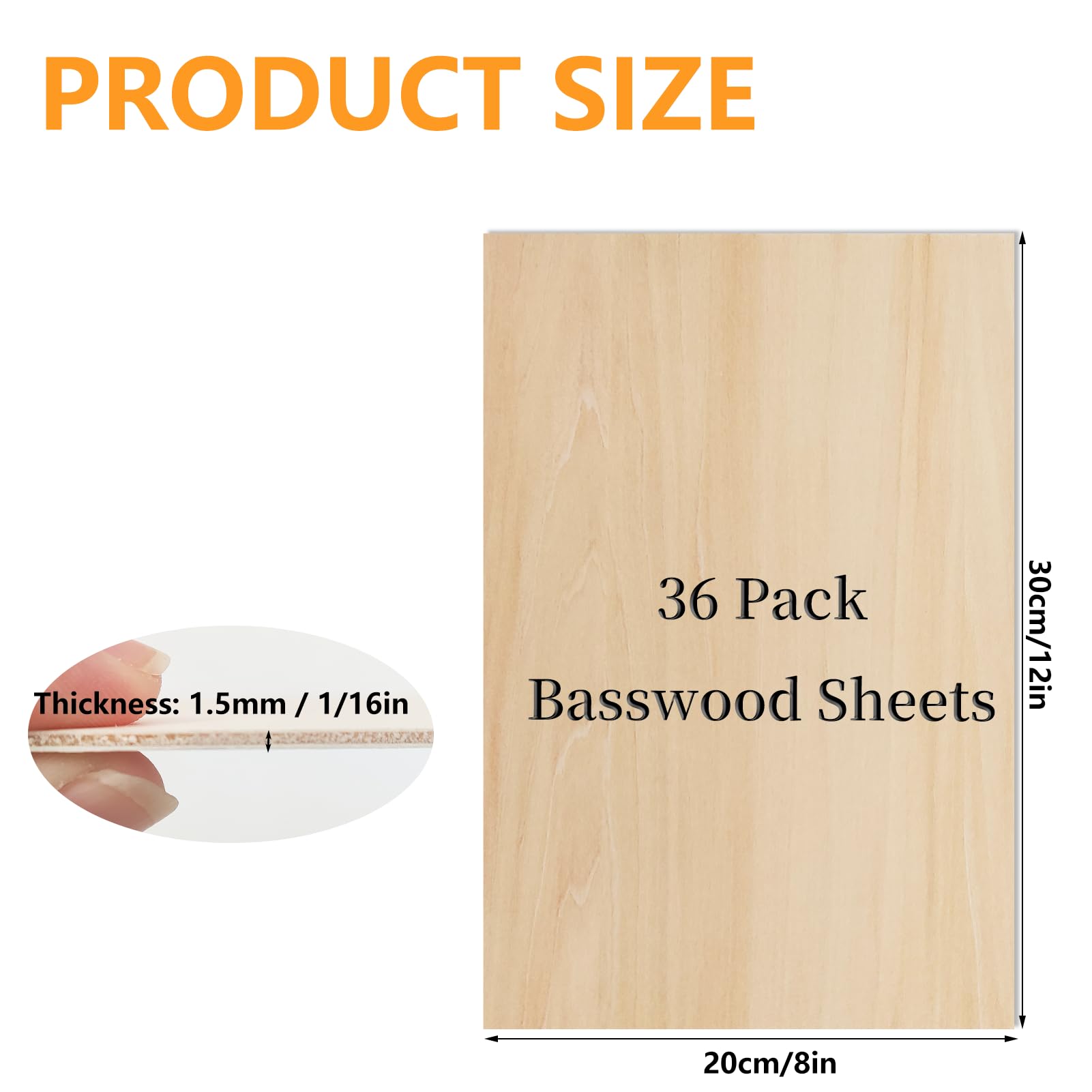 Drewno lipowe, 20 x 30 x 0,2 cm, niedokończone drewno do ozdób DIY i rzeźbienia modelarstwa, wypalanie drewna, modele architektoniczne, rysunek (36 szt. - 8 x 12 x 1,5 mm)