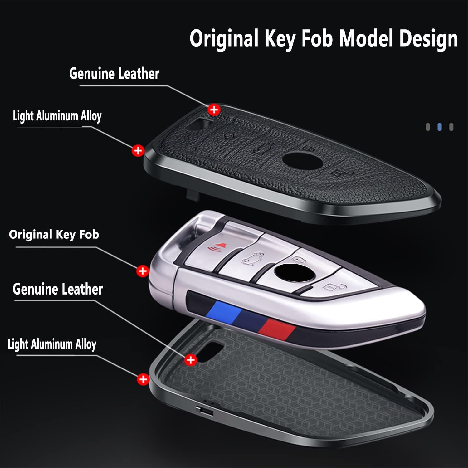 BMW Car Key Fob Cover,Compatible with BMW X1 X2 X3 X5 X6 Series 2 5 7 GT Key Fob Case