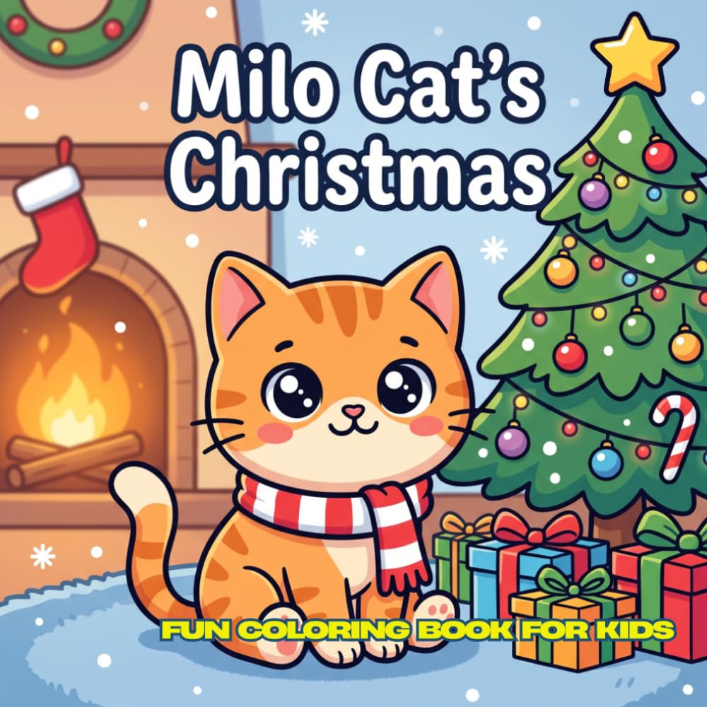 Milo Cat's Christmas: 30 Cute Christmas Coloring Pages for Kids Ages 4–12 | 8.5 x 8.5 Inches | Simple Cat Holiday Adventures