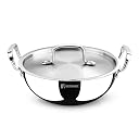 TriPro Triply Stainless Steel 22cm Deep Kadai, 2.3L Kadhai with Stainless Steel Lid, Durable Stay Cool Handles, Healthy Cooking, Consumes Less Oil, Easy to Clean - Induction and Gas Stove Ready gallery image