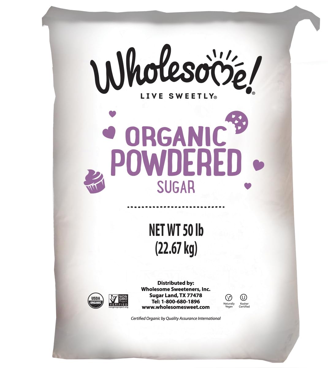Wholesome 6x Organic Powdered Sugar 50lb