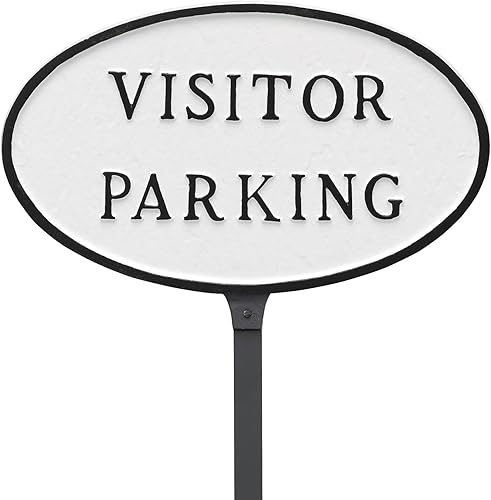 Miniatura 8 de Placa ovalada de estacionamiento para visitantes para pared o césped para casa o negocio - Estacionamiento reservado - Aluminio recubierto de polvo