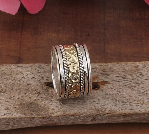 Miniatura 26 de Boho Spinner Ring, Mothers Day Gift, Silver 925 Women Ring, Sterling Silver 925 Ring, Fidget Spinner Ring,Women Silver Anxiety Ring