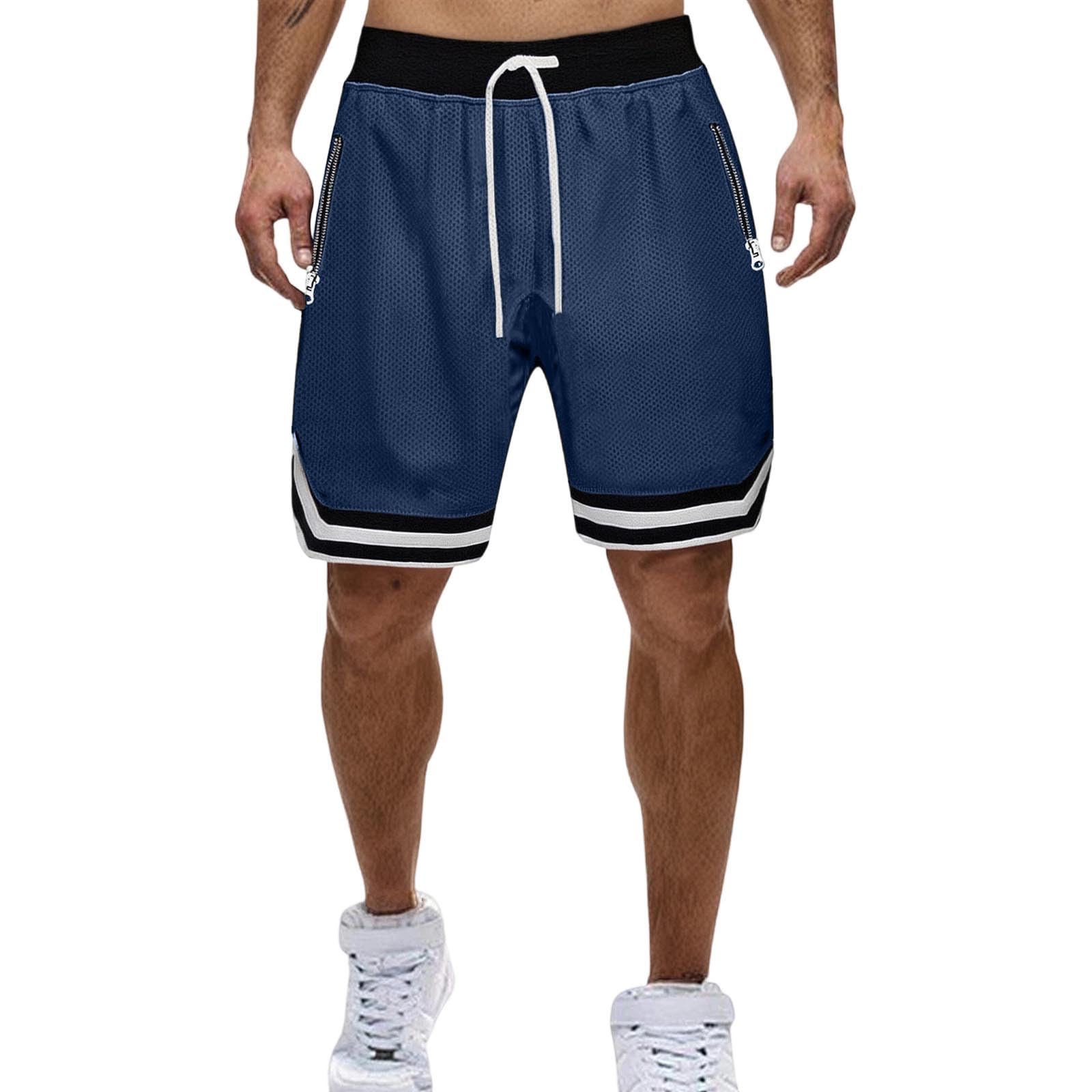 Kurze Hosen Herren Sommer Casual Shorts Atmungsaktiv Herrenshorts mit Kordelzug Taschen Elastische Taille Freizeitshorts Bermuda Kurz Hose Männer Fitness Outdoorshorts Marine 4XL