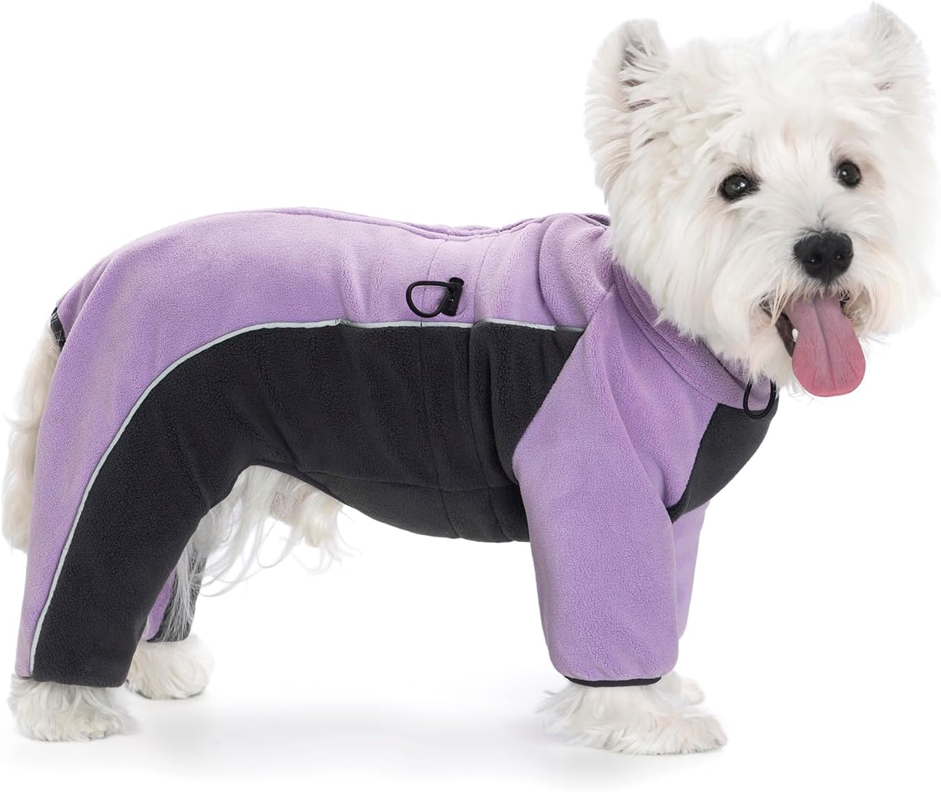 fleece dog coat for small medium dog,pullover pajamas jumpsuit bodysuit puppy coats with legs, pet windproof warm cold weather jacket full body vest cozy snowsuit outfit clothes (purple, s) s purple