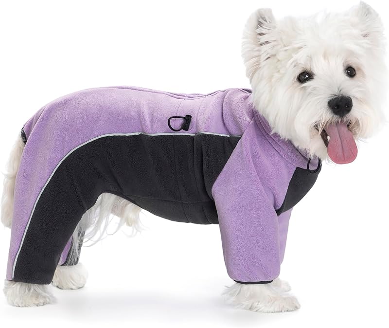 Casaco de Inverno para Cães MIAODODO em Fleece com Quatro Pernas Roxo Tamanho M