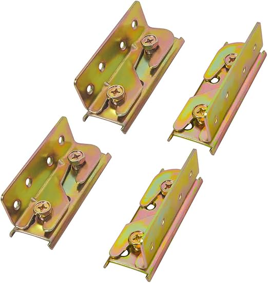 Heavy Duty Bed Rail Brackets - Non-Mortise, Double Hook Slot, Set of 4