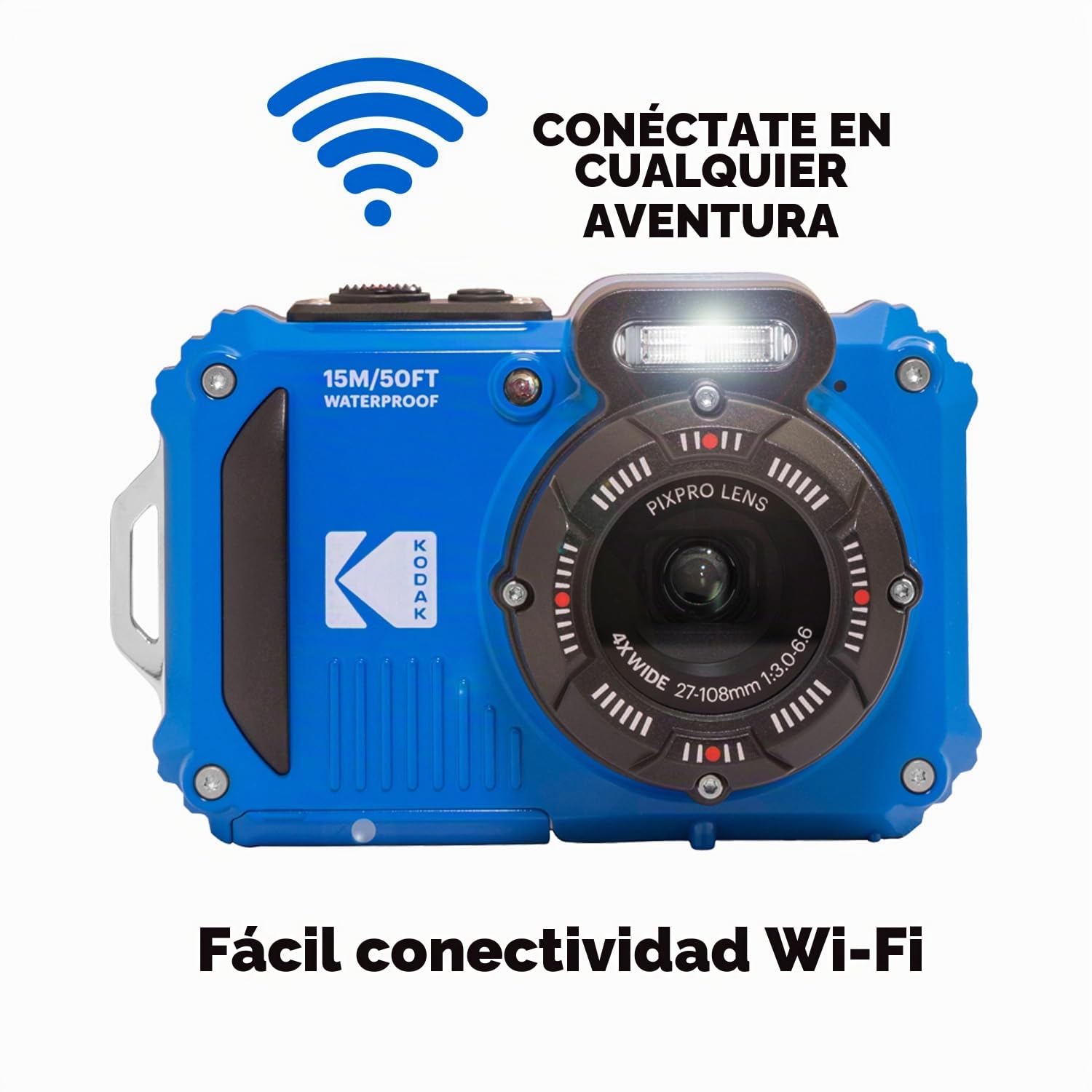 Kodak PIXPRO WPZ2 - Cámara digital resistente al agua y golpes, 16 MP óptico, 1080P, video Full HD, LCD 2.7" azul, tarjeta SD 32 GB, funda compacta