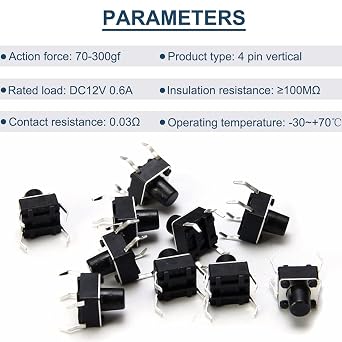 Miniatur-Mikro Schalter4 Pin Tactile Drucktaster 6x6x5mm Momentaner taktiler Button Switch berühren Electronic Componentsfür Panel PCB(100 Stück)