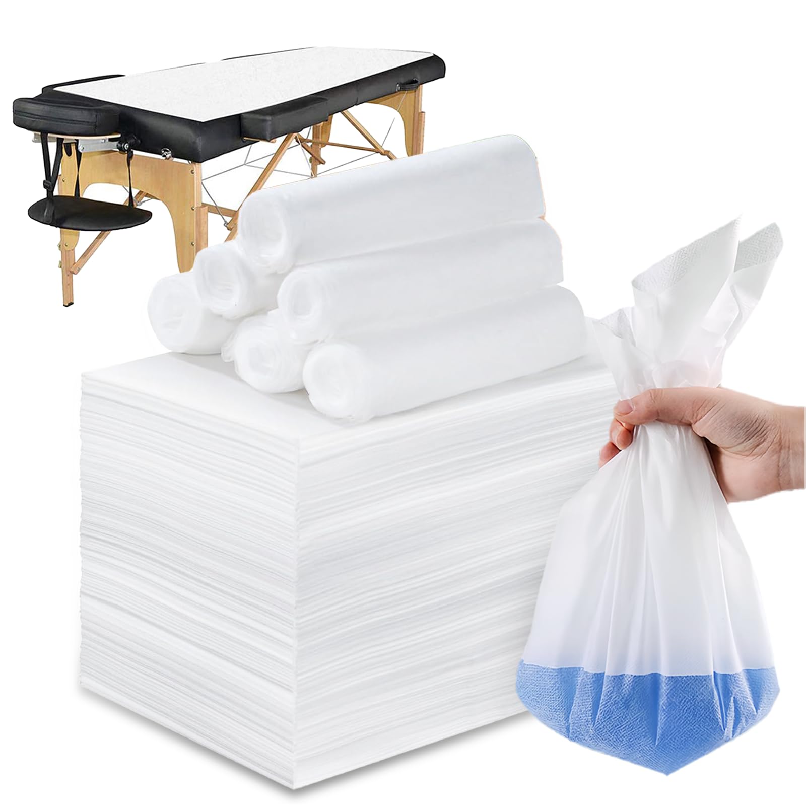 Camilla de masaje funda de tela no tejida, 100 sábanas desechables, para camas de masaje, ropa de cama de hotel para salón de belleza, spa, masaje, hoteles, 80 x 180 cm (blanco)