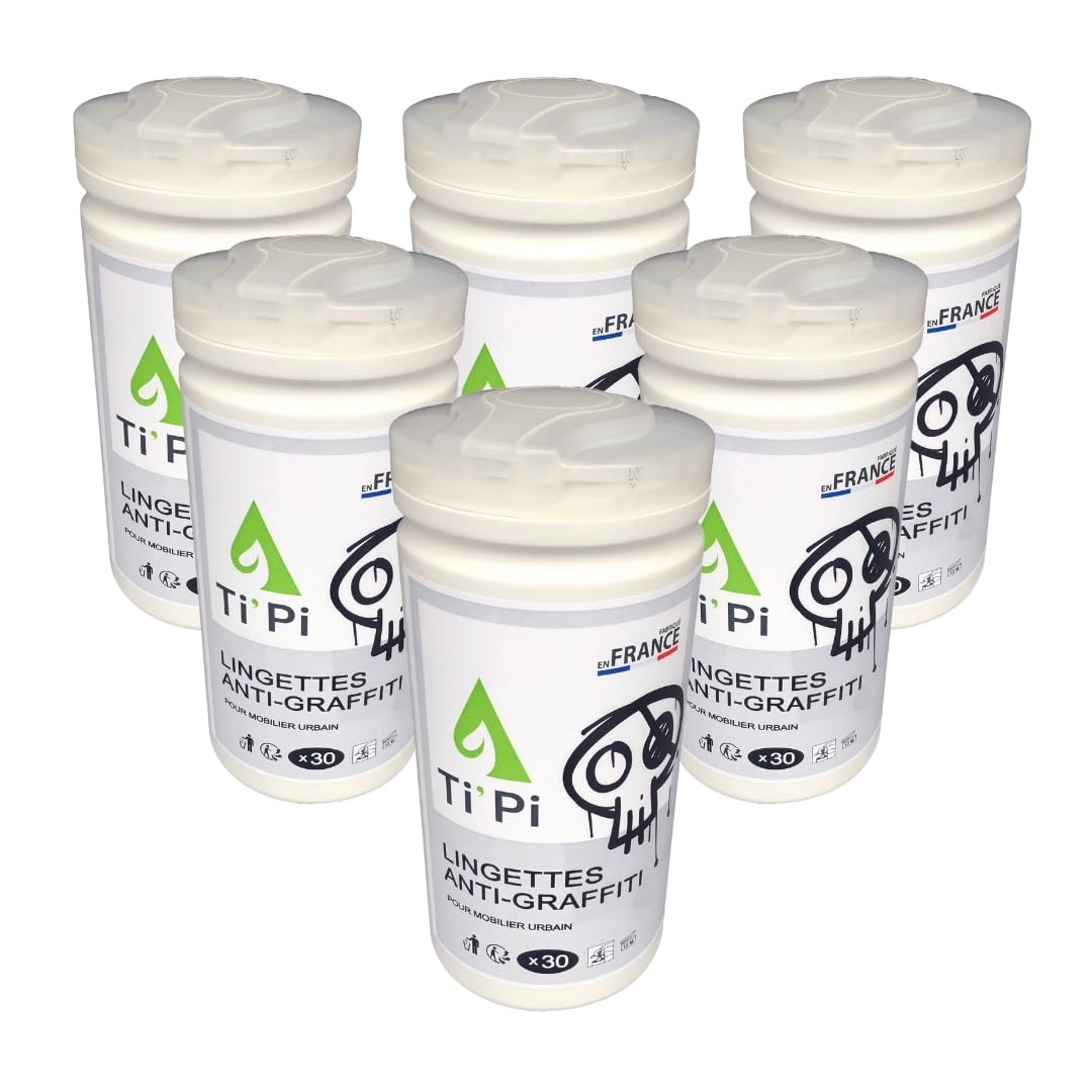 Ti'Pi - Lingettes décapantes anti graffitis pour mobilier urbain - Polyvalentes - Pour tous les supports lisses/non poreux - Sans rinçage - Efficacité professionnelle (6)