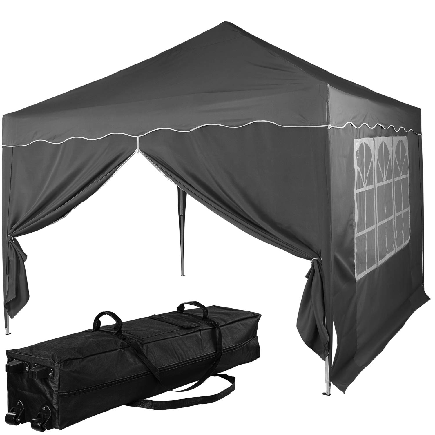 INSTENT Pavillon 3 x 3 m Basic wasserdicht UV Schutz 50+, 2 Seitenteile, Farbwahl, Dunkel-Grau