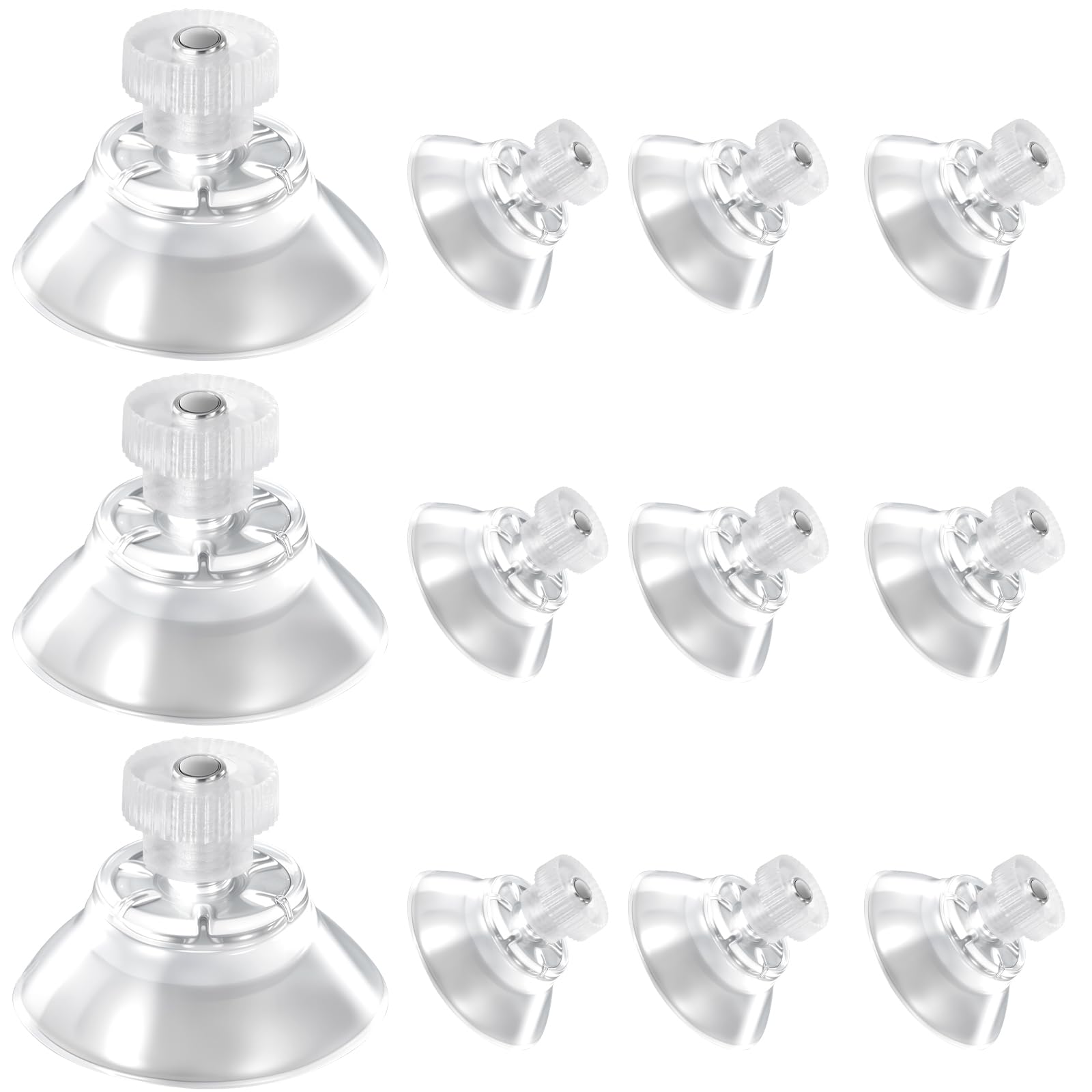 12pcs Suction Cups with Screws and Nuts,1inch Suction Cup Hooks for Glass Window,PVC Plastic Sucker Pads for Glass Mirror Window Wall Door and Other Smooth Flat