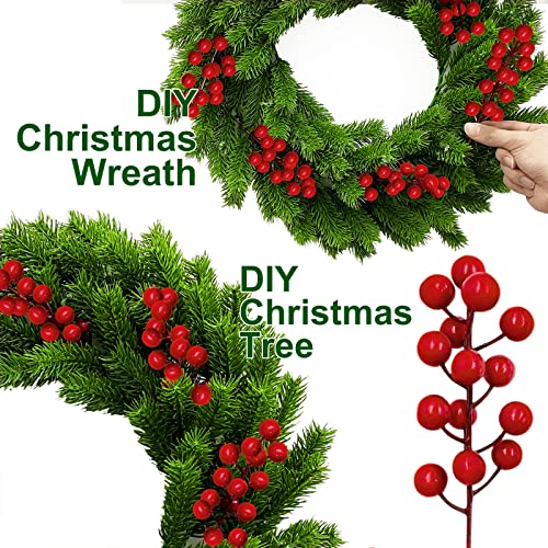 Turnmeon 50P Christmas Berries Stems Decorations,8.3" Artificial Christmas Berry Picks Twigs Branches For Christmas Tree Ornaments Fillers Diy Holiday Home Indoor Outdoor Xmas Decor(Red) #TOP2