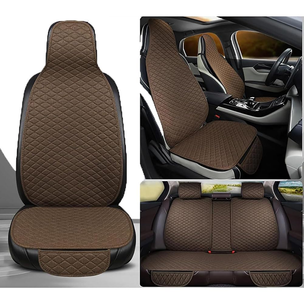 Cuscino per Sedile Auto per Citroen C4 Grand Picasso 2013-2018, Anteriore/Posteriore con Fodera per Seggiolino Auto Antiscivolo in Lino Tascabile Interno Accessori,B/Coffee-Fixed headrest