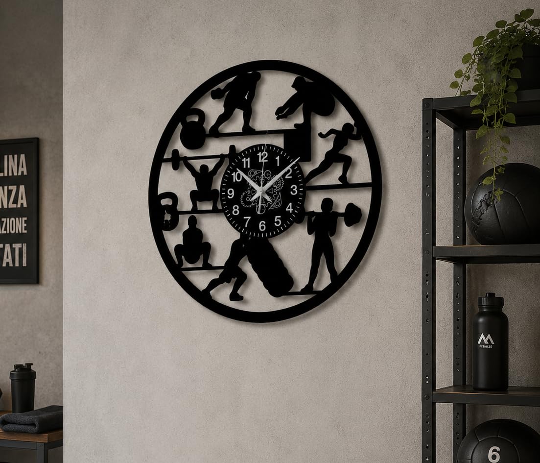 Reloj de Pared Gimnasio | Diseño Fitness Gym | Idea Regalo para Amantes del Deporte
