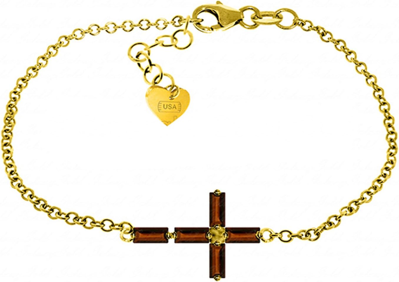 1.15 Carat 14k Solid Gold Horizontal Cross Garnet Bracelet