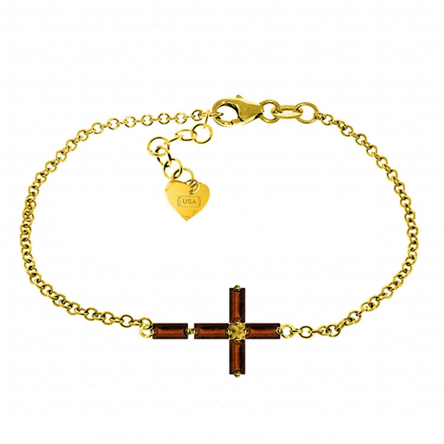 1.15 Carat 14k Solid Gold Horizontal Cross Garnet Bracelet