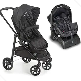 kit Carrinho Olympus New Black Com Bebê Conforto/base Galzerano