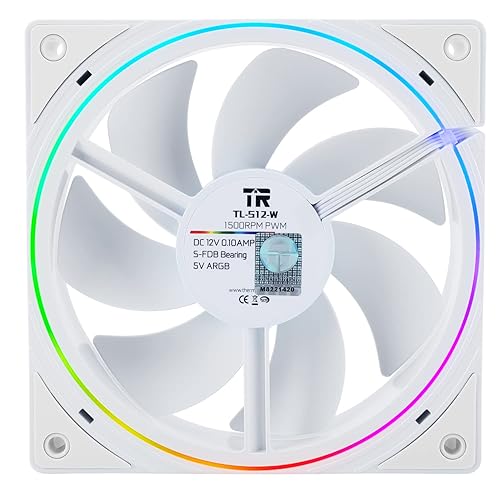 Miniatura 7 de Thermalright Ventilador de CPU TL-S12W de 4.724 in, ventilador de carcasa ARGB, apertura delgada ARGB, ventilador silencioso de computadora con