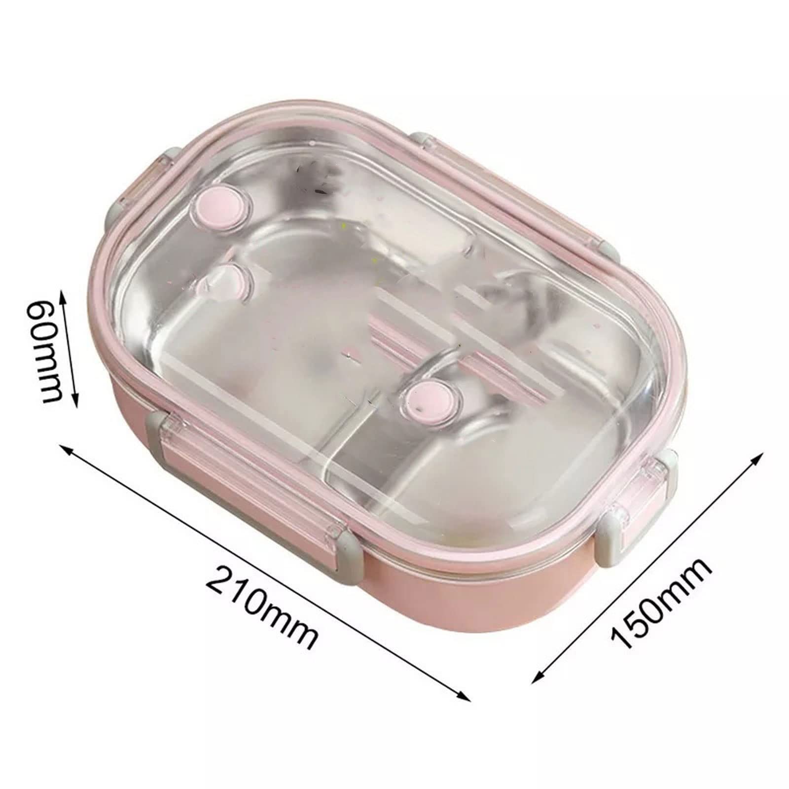 Brotdose, Mikrowellengeeignete Lunchbox mit Fächern, tragbare Aufbewahrungsbox for Speisen aus Edelstahl(Pink)