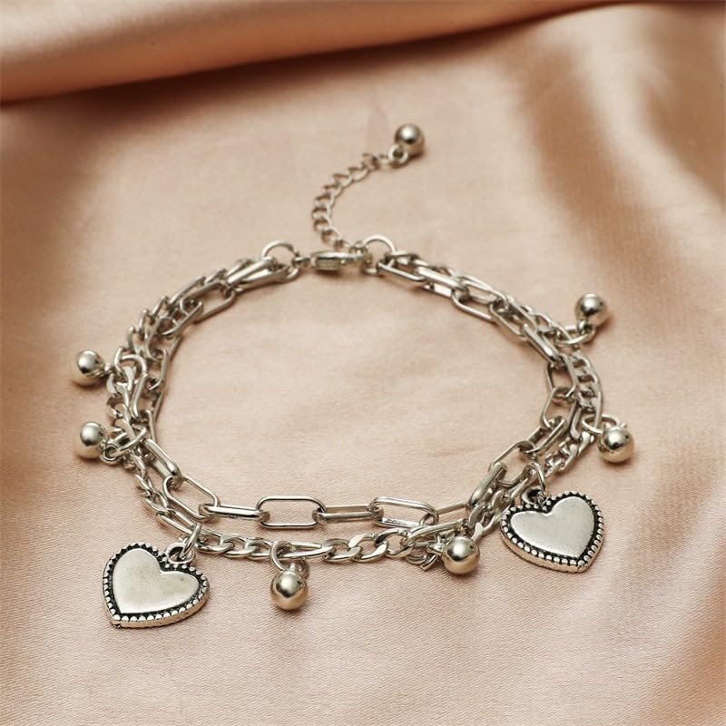18K Gold Stainless Steel Heart Bracelet for Women with Ball and Heart Charms Gifts for Women3
