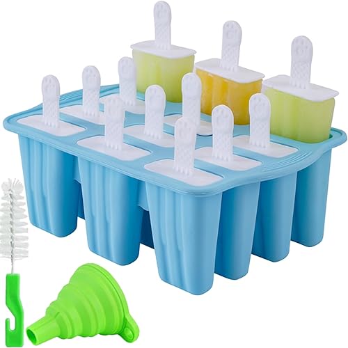 Miniatura 1 de Moldes de paletas de silicona, 9 piezas de moldes de silicona para paletas de hielo, moldes de paletas de silicona sin BPA, varillas reutilizables