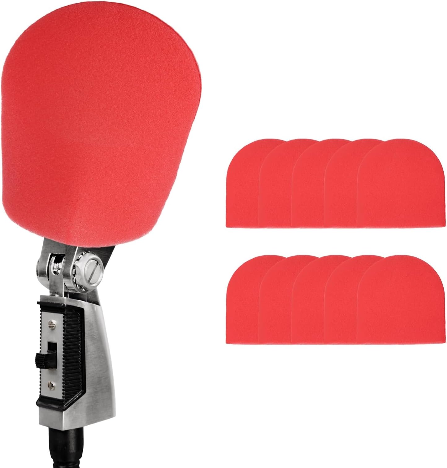 sourcing map 10Pcs PodMic Filter Foam Cover, Microphone Covers Foam Classic Retro Dynamic Vocal Microphone Windscreen Mic Covers for KTV, Recording Room, Stage Performance, Red