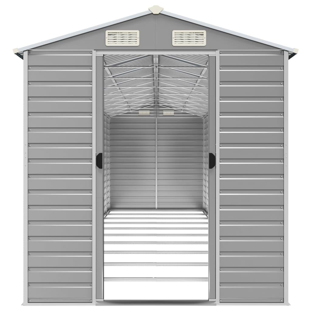 Gartenhaus Hellgrau aus verzinktem Stahl 191 x 895 x 198 cm großer Geräteschuppen mit Belüftung, abschließbarer Tür und robustem Metall für Werkzeug, Rasenmäher, Fahrrad und Gartenlagerung
