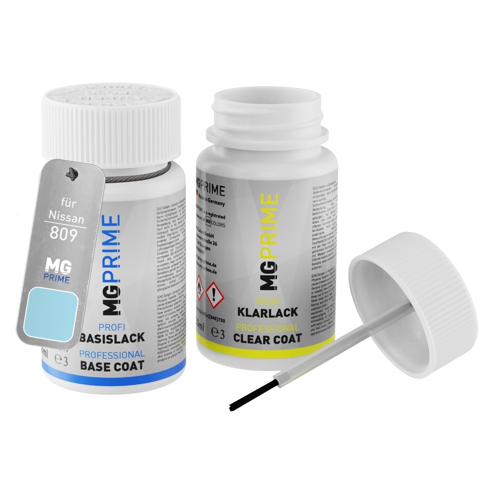MG PRIME Car paint Touch-up pen set for Nissan 809 Powder Blue Base coat clear coat 50ml each