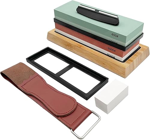 Miniatura 1 de Juego de piedras para afilar cuchillos, kit de afilado de cuchillos, piedra húmeda de grano 4001000 30008000, piedra aplanadora, guía de ángulo,