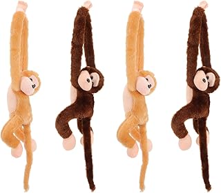 4 Pcs Plush Monkey Stuffed Animals Hanging Monkey Stuffed Animal Toys Soft Monkey Doll Stuffed Monkey Toy Birthday Gifts for Kids Adults, 21.6 Inch