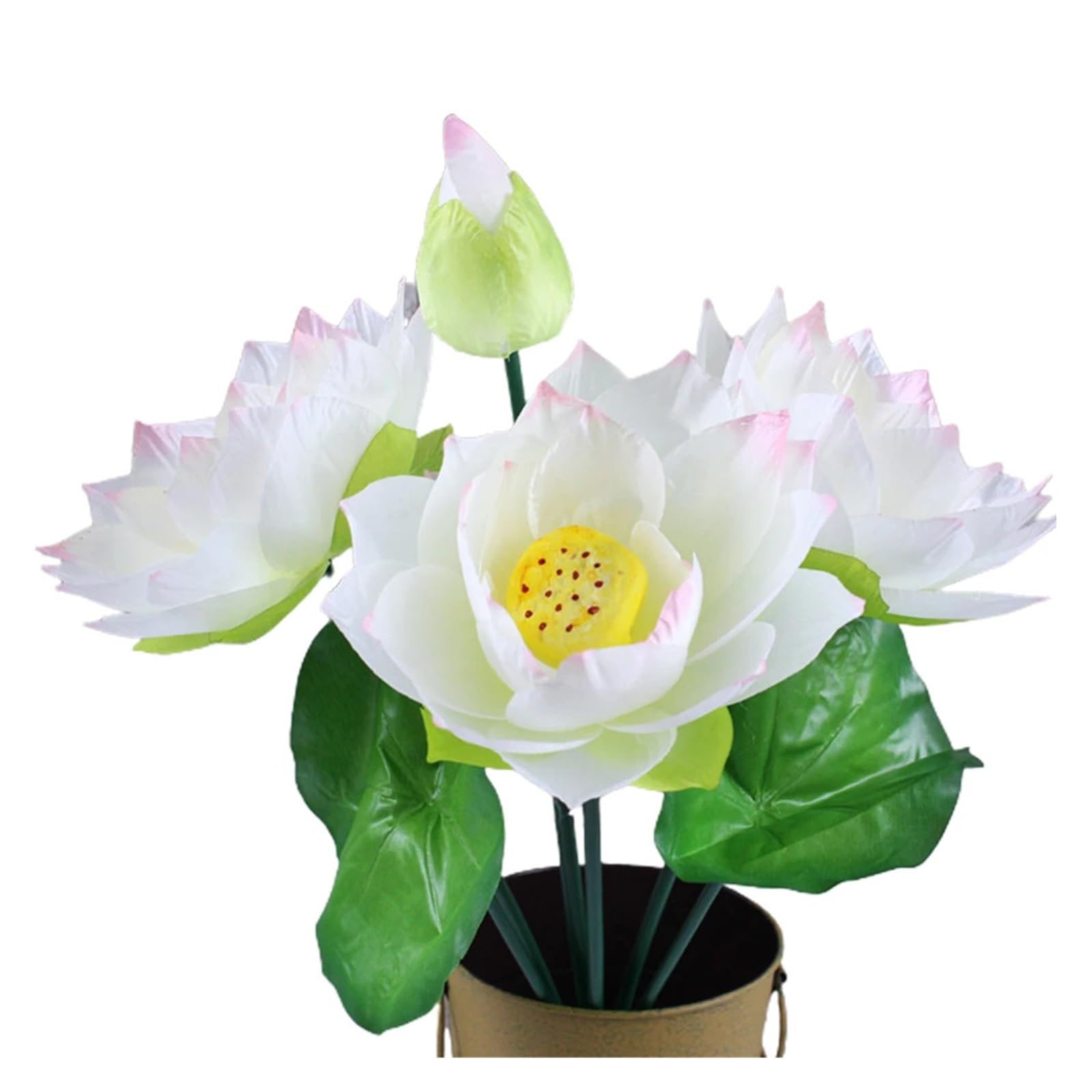 DUNSBY Artificial Lotus 1pc Artificial Flower Lotus Fake Silk For Wedding Ceremony Decor Home Garden Bouquet(White)