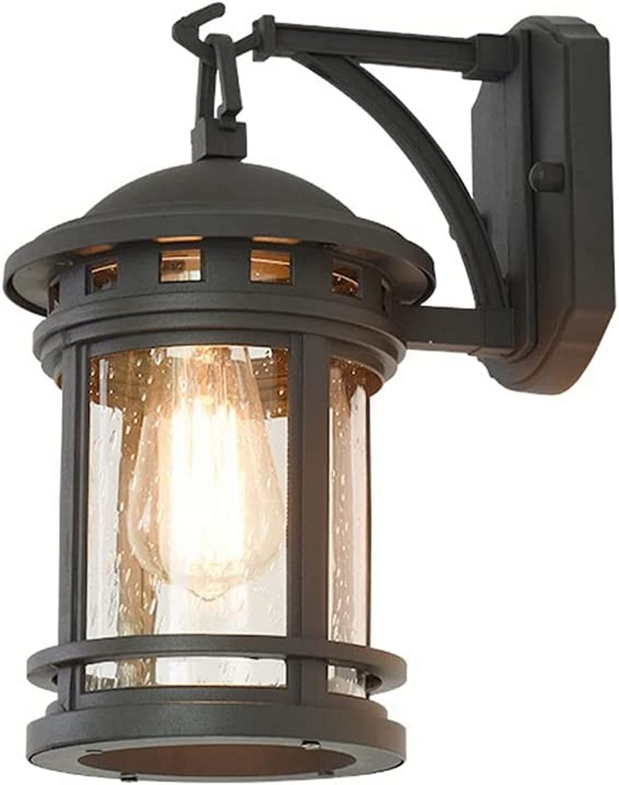 Wall Sconces, Outdoor Wall Light Modern Wall Mount Porch Lights Black Outdoor Wall Sconce Waterproof Fixture with Seeded Glass Lantern Wall Lighting Lamp Aluminum Housing Compatible with Garage Front