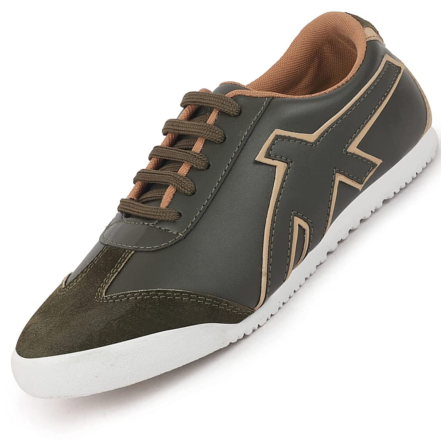 FAUSTO FST KI-9943 OLIVE-43 Mens Olive Green Lace Up Trendy Casual Lace Up Sneakers (9 UK) (B09SQ5ZYXD) Amazon Price History, Amazon Price Tracker