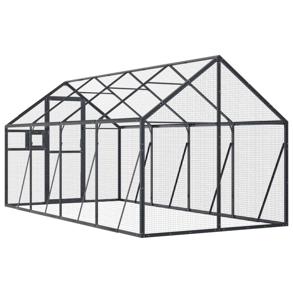 Voliere Anthrazit 1,79x4x1,85 m Aluminium,Tier- & Haustierbedarf,Haustierbedarf,Vogelbedarf,Vogelkäfige & -ständer,Anthrazit,39.66 kg-3155803