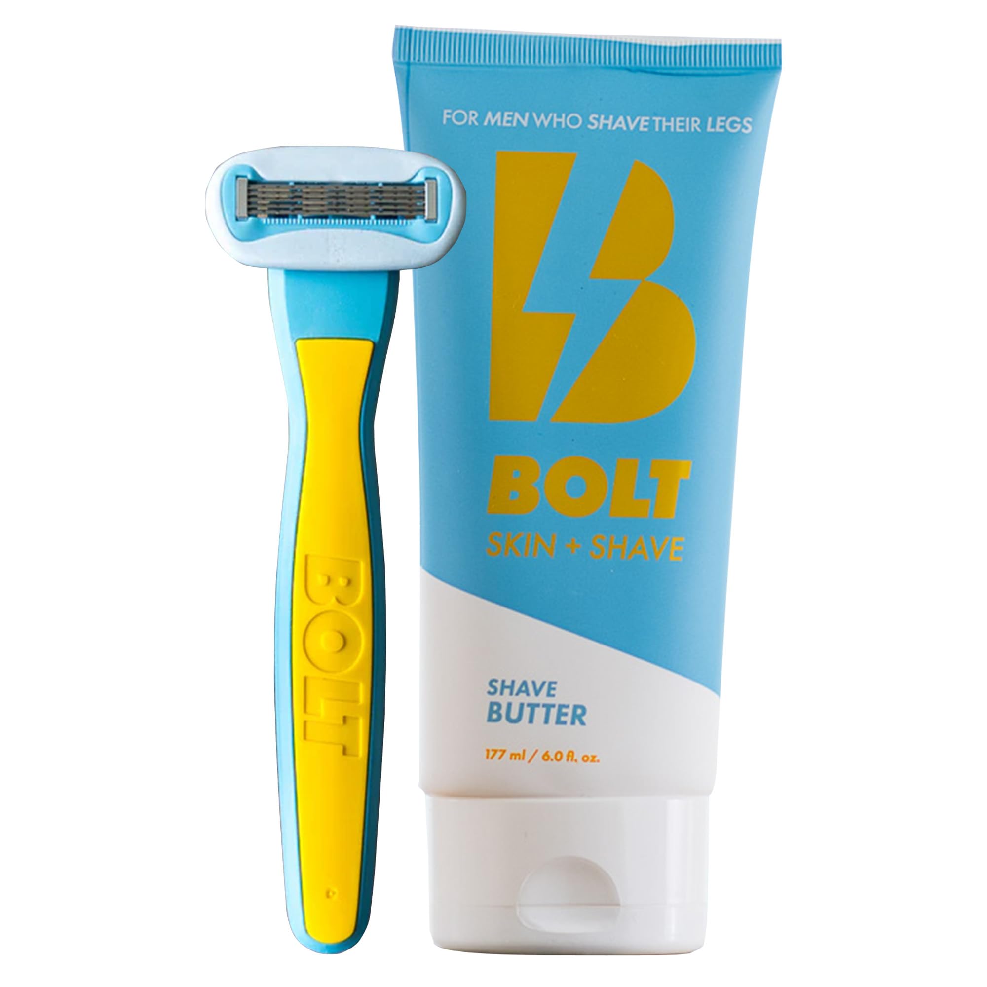 Bolt Performance Razor for Mens Leg Shaving bundle with Shave Butter for Men 6 Fl Oz