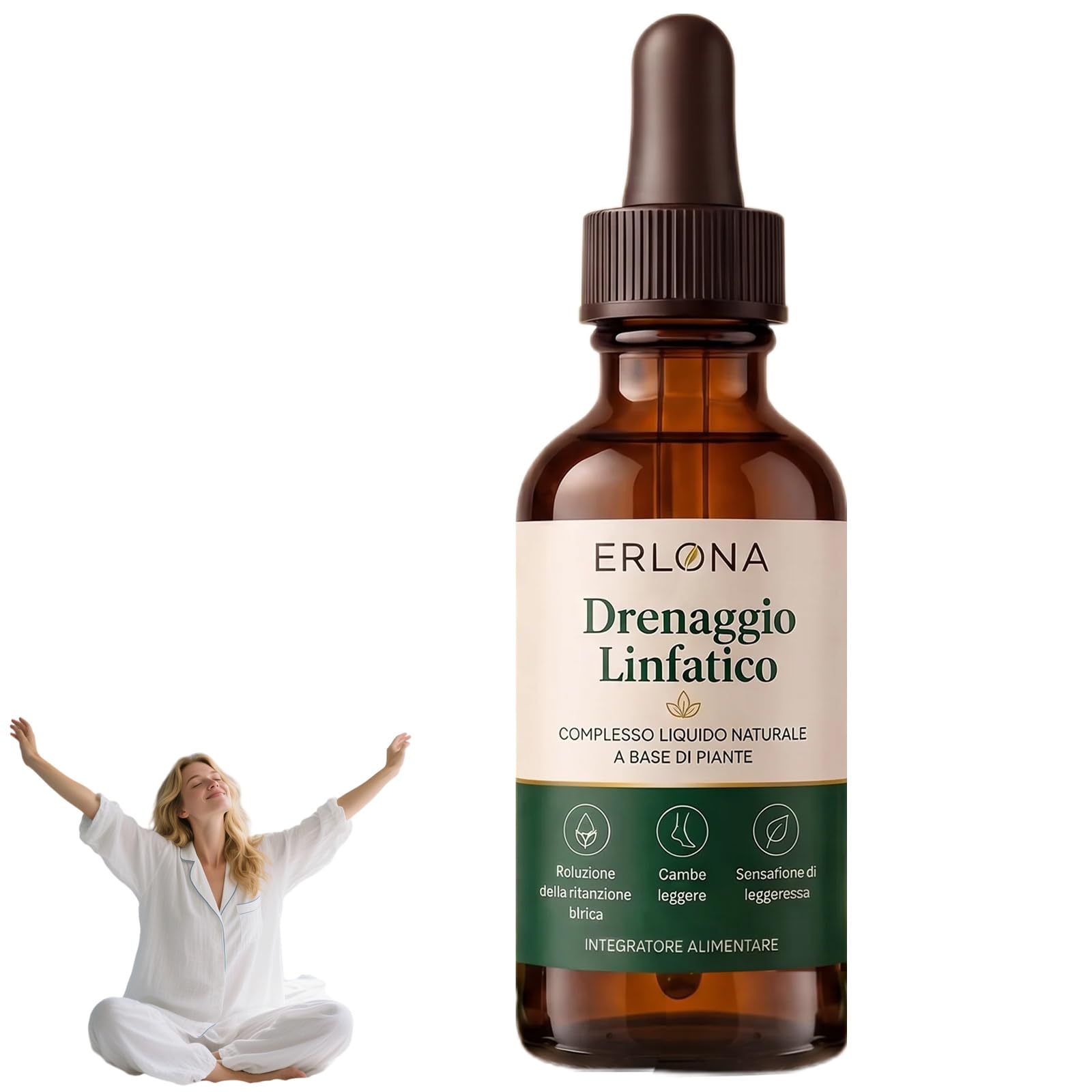 Erlona Drenaggio Linfatico Gocce, Gocce di Benessere peril Drenante Linfatico, Formula Erboristica Naturale, Adatte per Donne e Uomini (1)