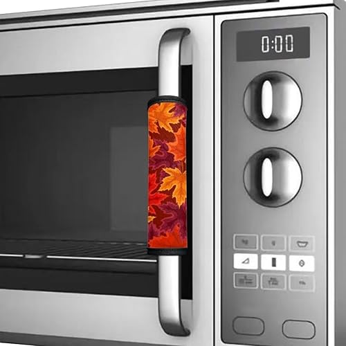 Miniatura 4 de Juego de 4 manijas de puerta de refrigerador con diseño de hojas de arce otoñal, juego de 4 manijas de decoración para electrodomésticos de cocina,