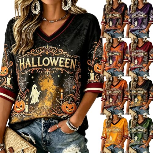 Halloween Shirts for Women Cotton Graphic Lightweight Pullover Tops - image 1