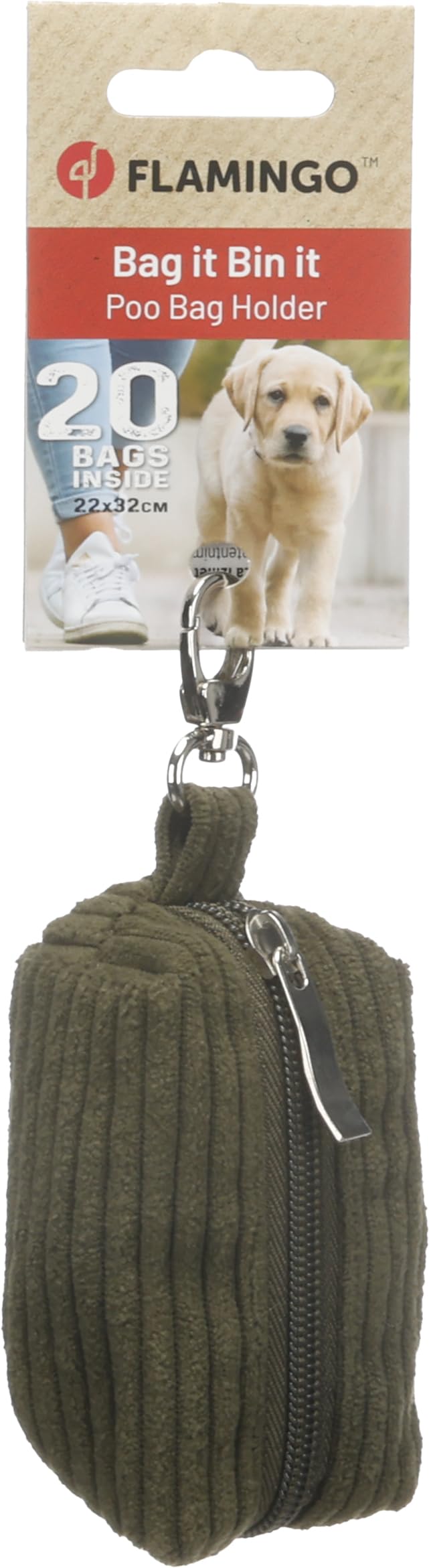 POO BAG HOLDER RIBTA GREEN + 1 ROLL 6x5x9CM