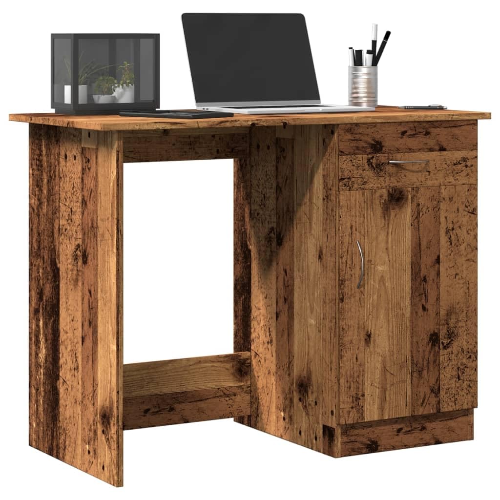 Scrivania Porta Computer 100x50x76 cm con Cassetto Legno Antico | Tavolo da studio compatto con cassetto integrato per riporre documenti e accessori in ufficio o camera.