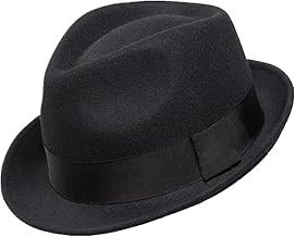 Home Prefer Men's Wool Felt Winter Hat Short Brim Fedora Hat
