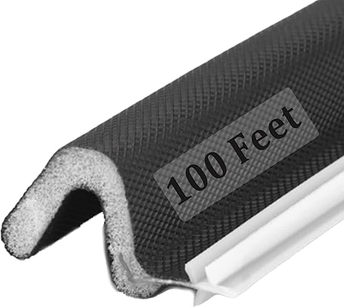 Tira de sellado de puerta de 100 pies, con ranura de espuma "Q" en forma de V, sellos de instalación con ranura de espuma grande para marco de