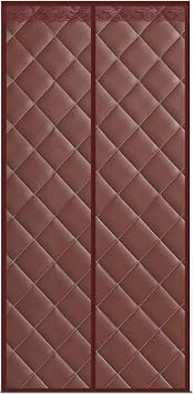 Magnetic Thermal Insulated Door Curtain, Thermal Insulated Door Curtain, Fits Temporary Door Insulation Cover, Soundproof Weatherproof Door BlanketBrown,105x210cm/41x83in