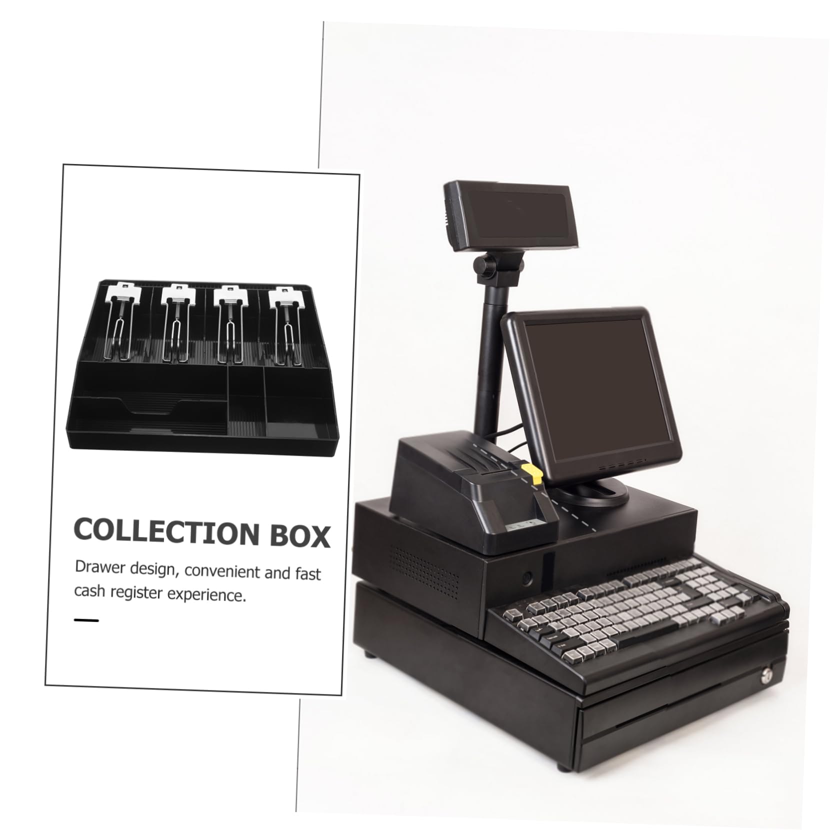 DOITOOL Registratore Cassa con Scomparti Portamonete e Banconote Soldi Resistente per Piccole Imprese Vassoio Portatile per Negozio e Supermercato