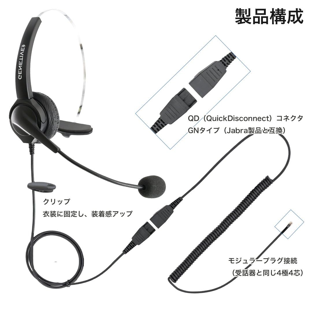 Amazon.co.jp: 【ジェネティブ】ヘッドセット 片耳 有線 Rj9